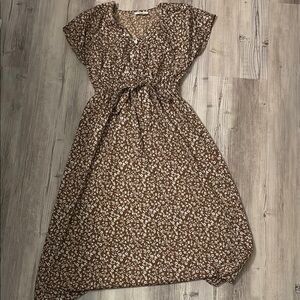 Floral Brown Midi Dress